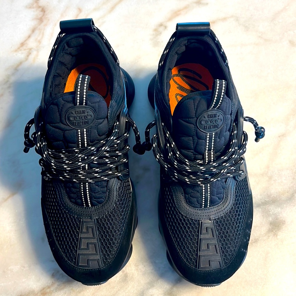 Black Versace Sneakers. Worn once for photo shoot. Size 440.